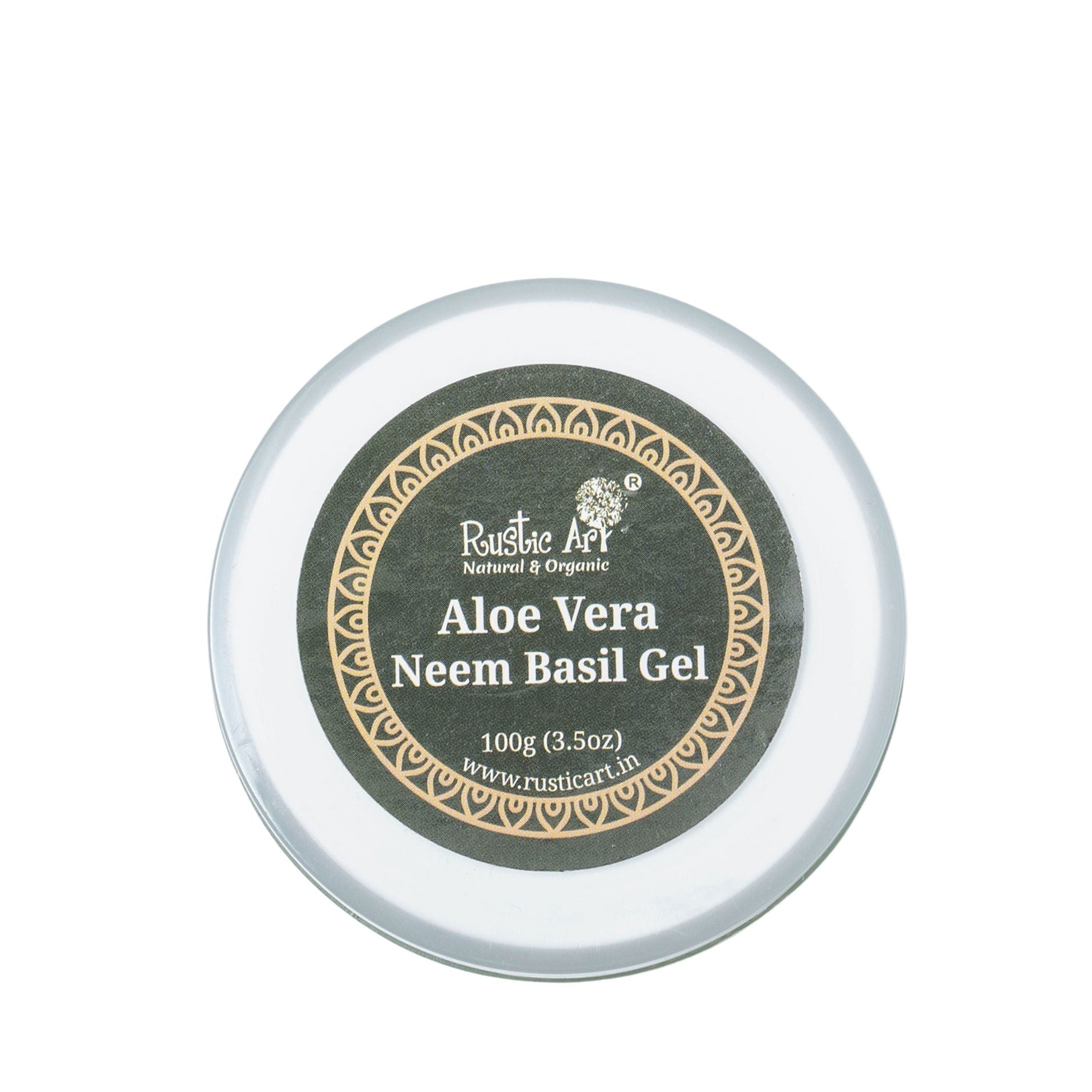 Organic Aloe Vera Neem Basil Gel - Multi-Purpose Skin Care for Face & Body | Soothes Acne, Rashes & Burns | 100% Natural (100gm), Rustic Art
