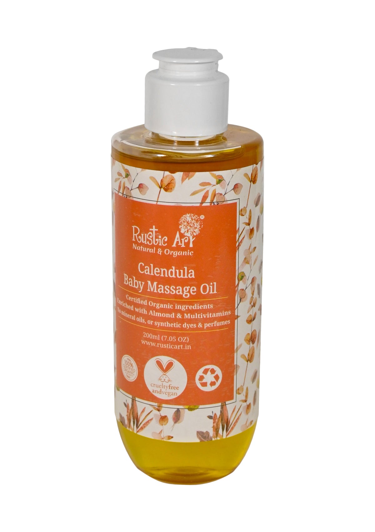 Organic Calendula Baby Massage Oil (200ml), Rustic Art