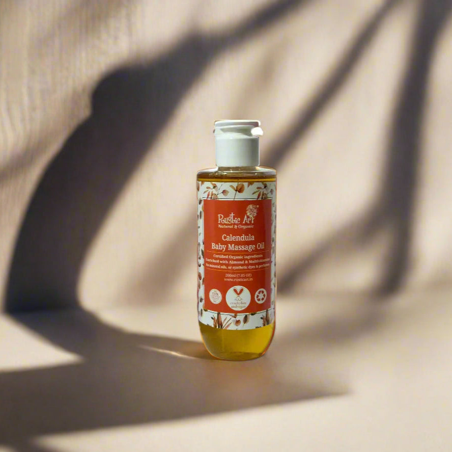 Organic Calendula Baby Massage Oil (200ml), Rustic Art