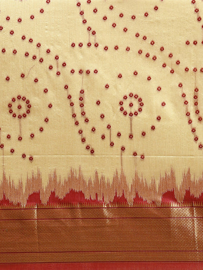 Chiku Zari Woven Paithani Silk saree