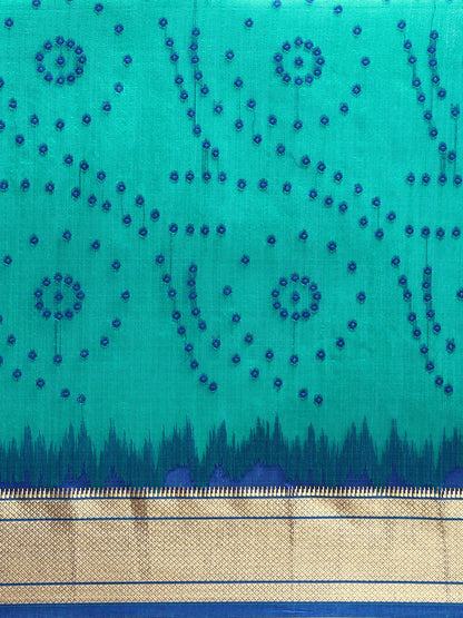 Firozi Zari Woven Paithani Silk saree