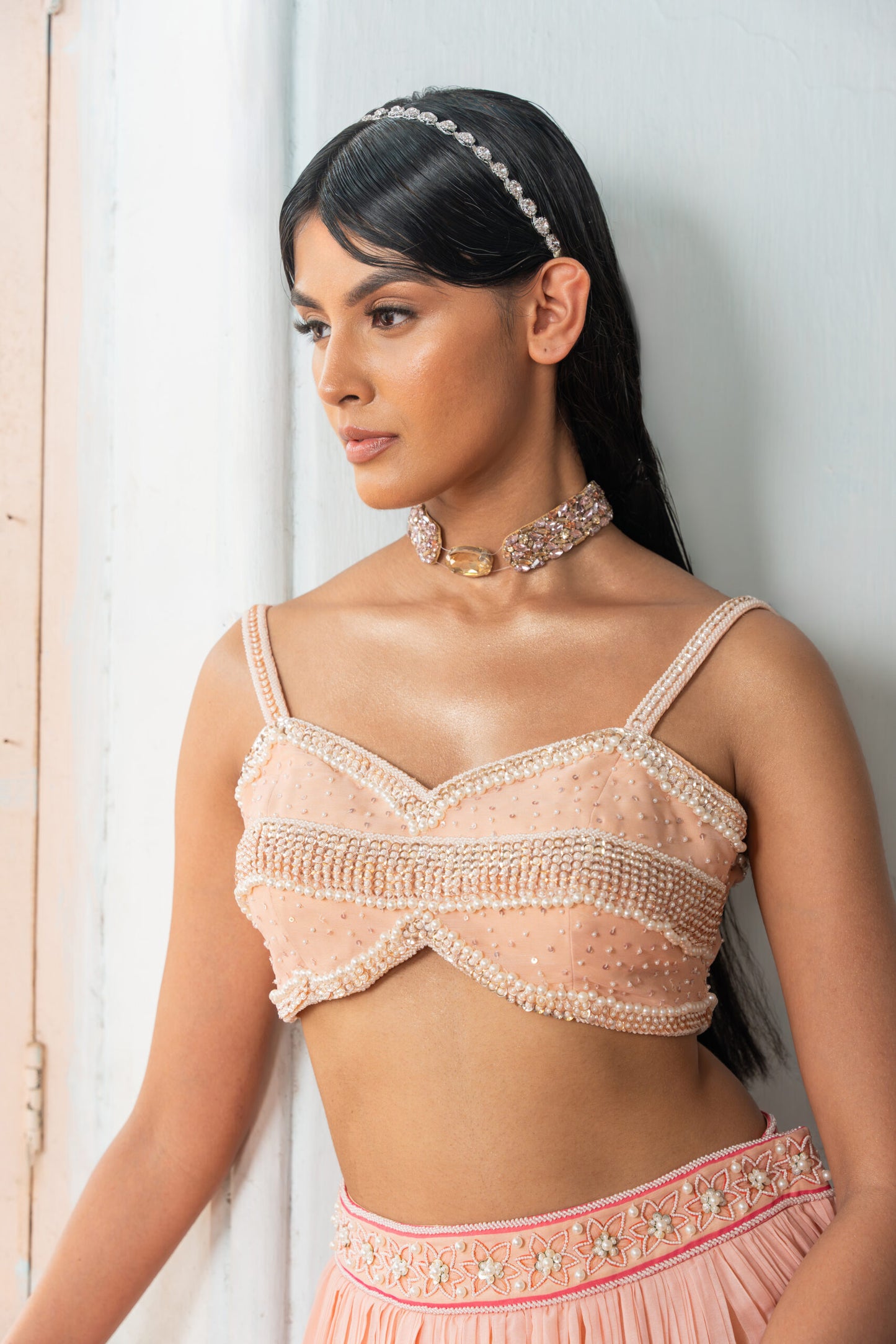 Whimsy Wildflower Peach Lehenga