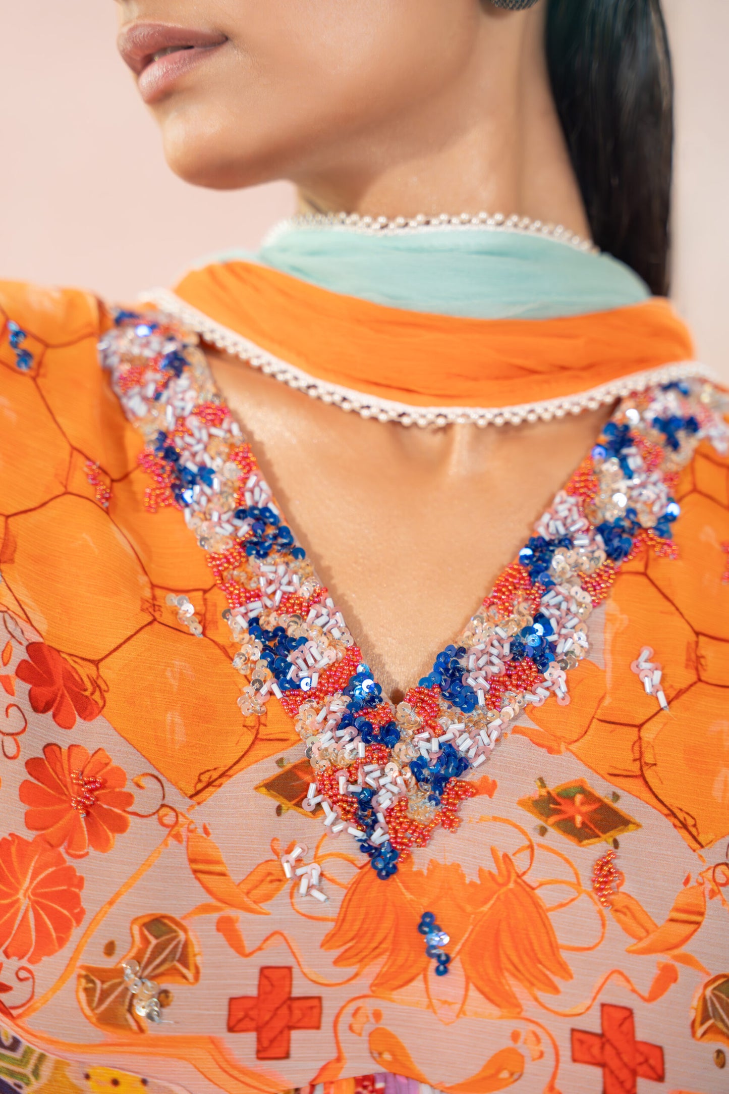 Eclectic Orange Sharara Set