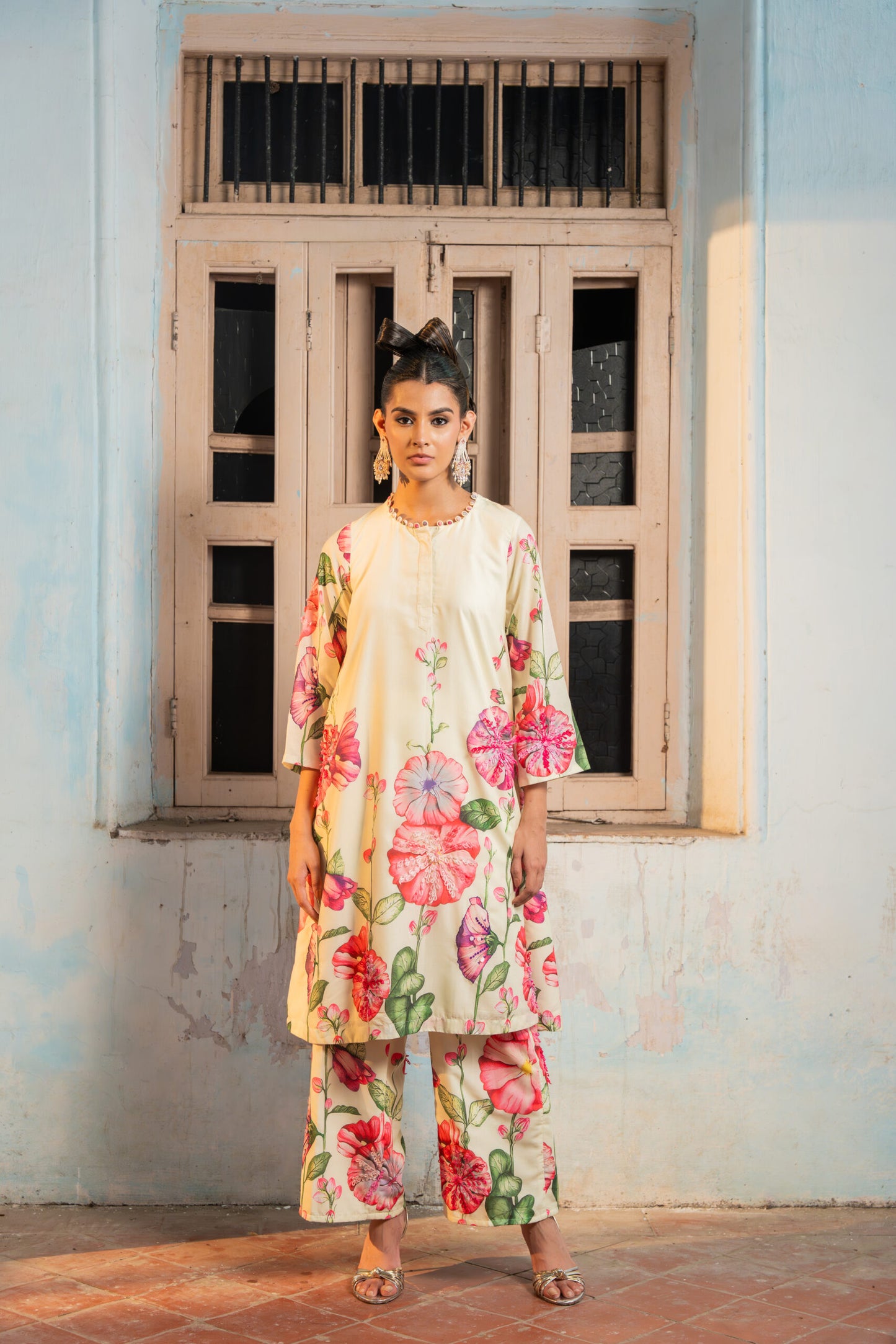 Blooming Cream Kurta Set