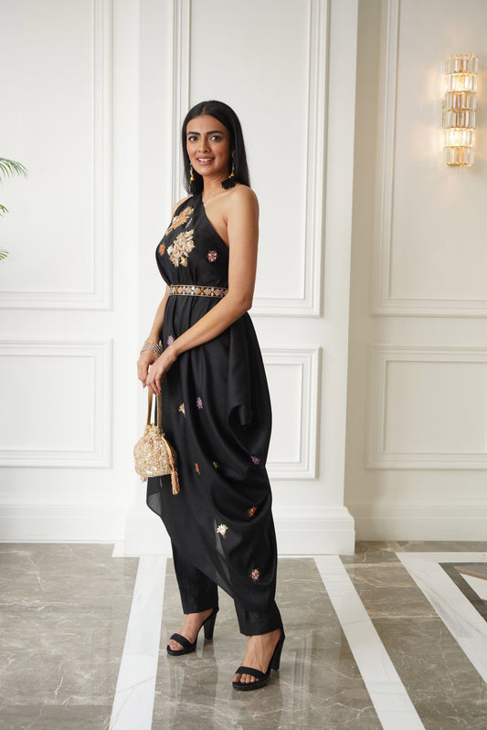 Black Lara drape set