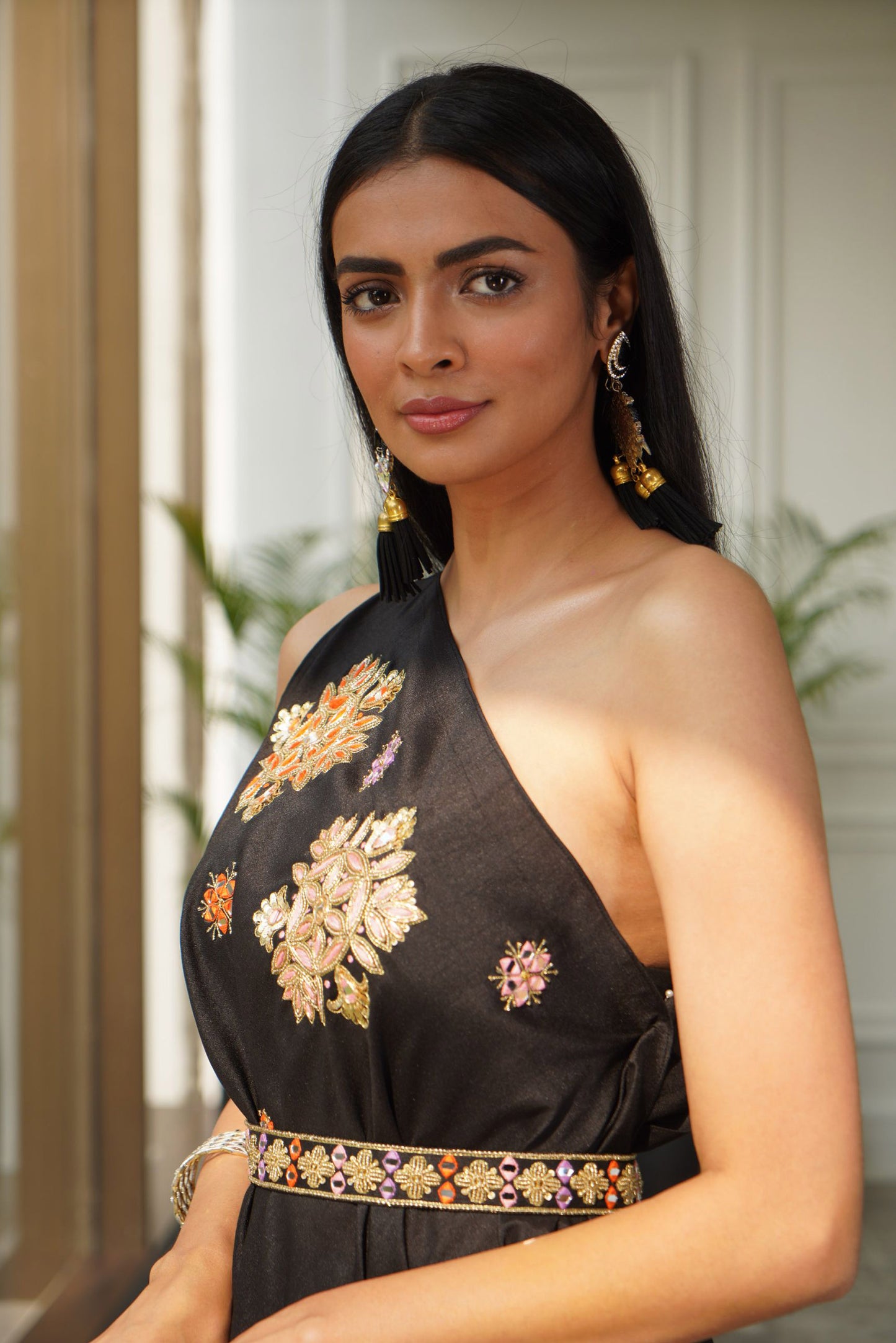 Black Lara drape set