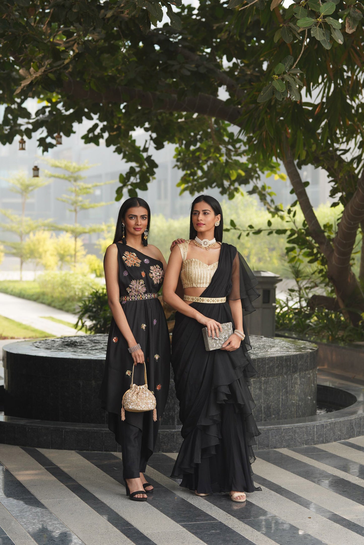 Black Lara drape set