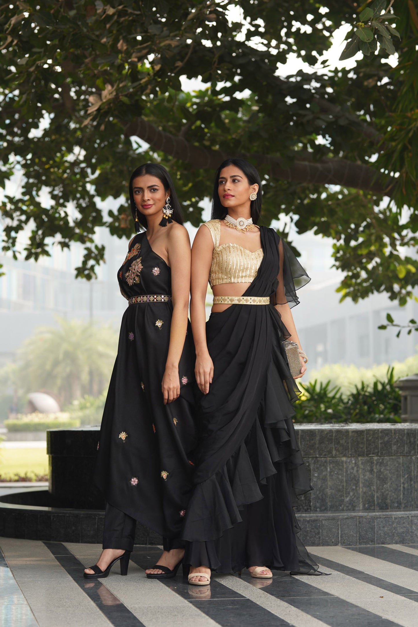 Black Lara drape set