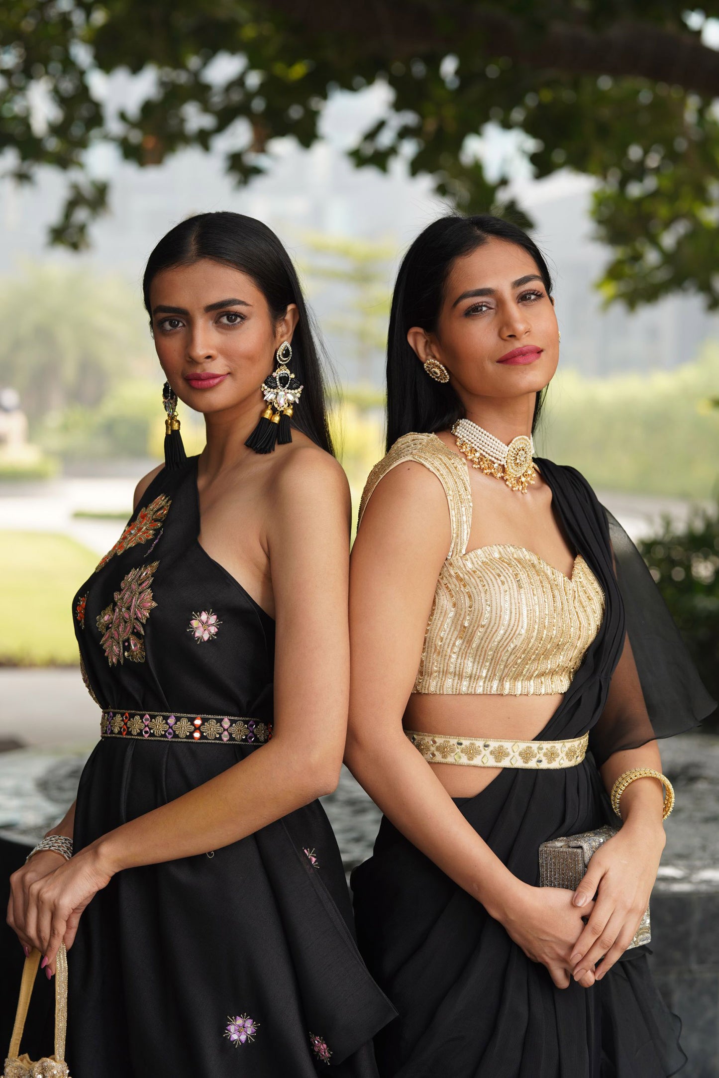 Black Lasha saree set