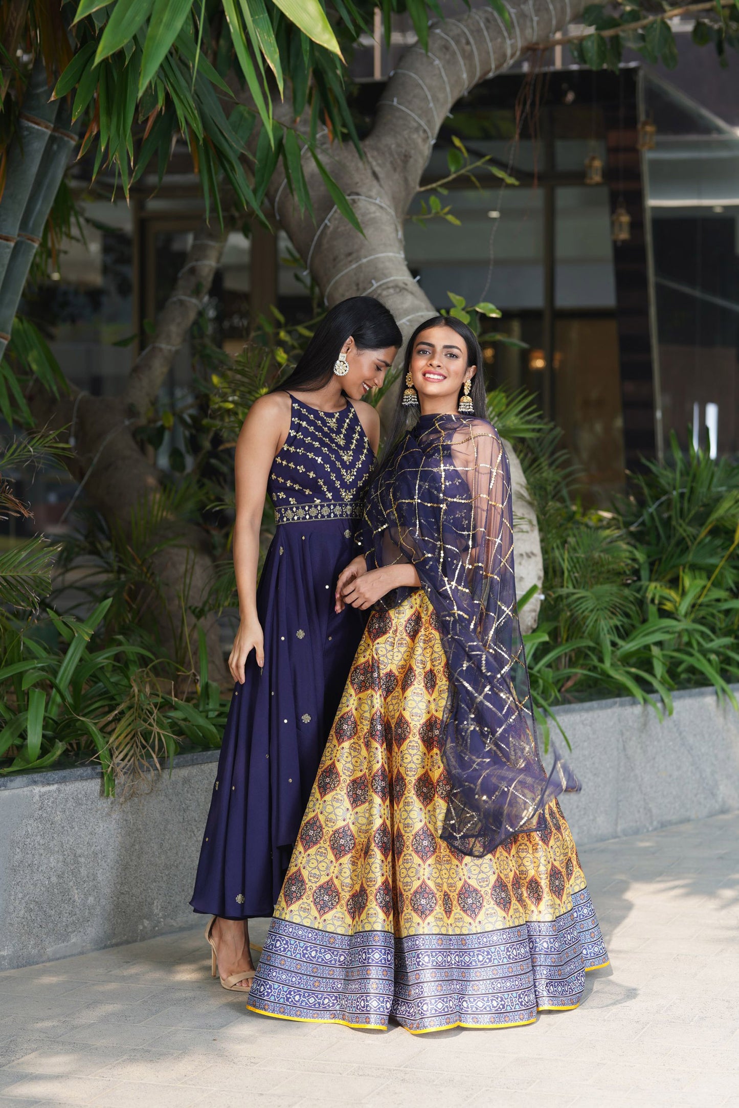 Yellow and blue Iqra lehenga set