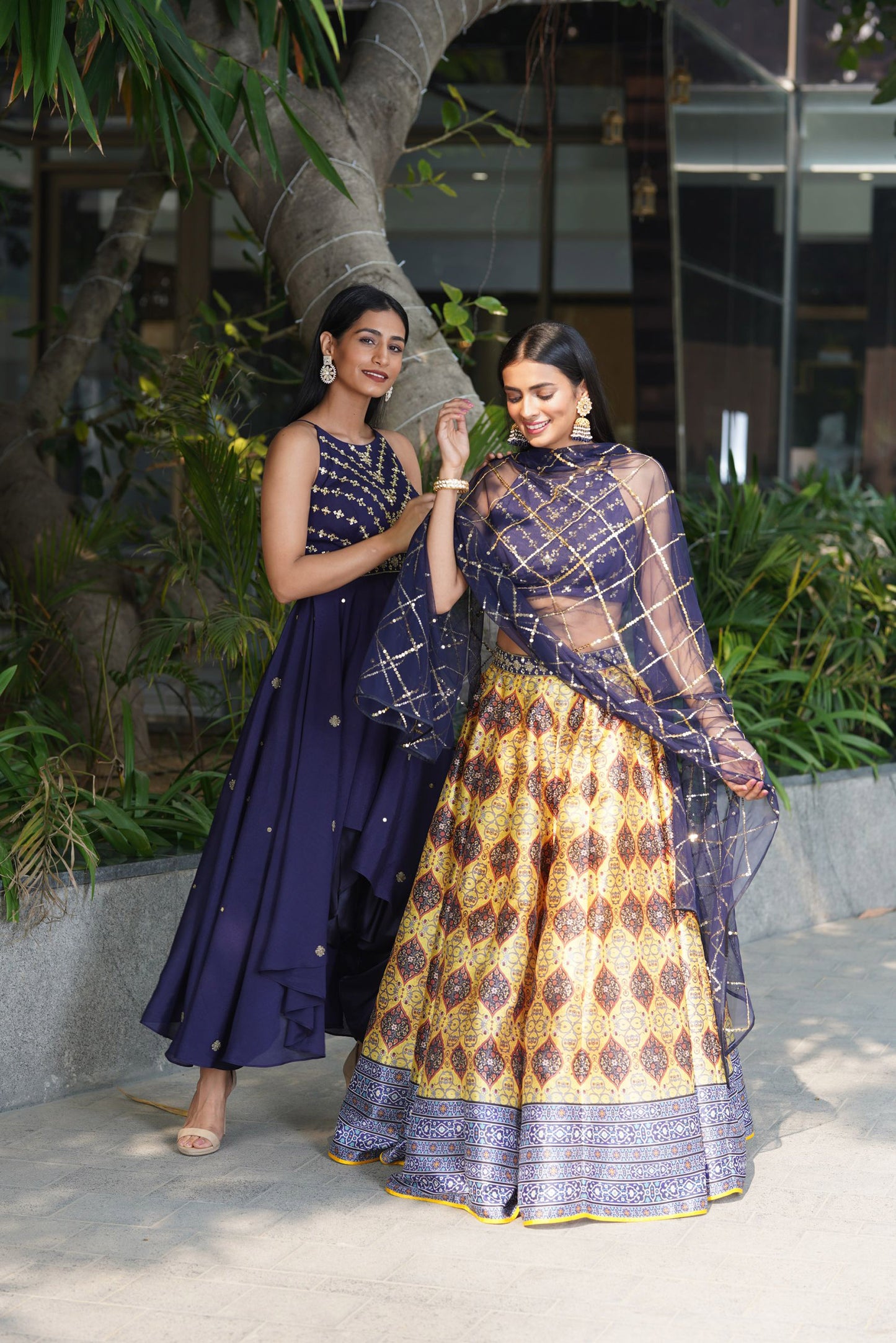 Yellow and blue Iqra lehenga set