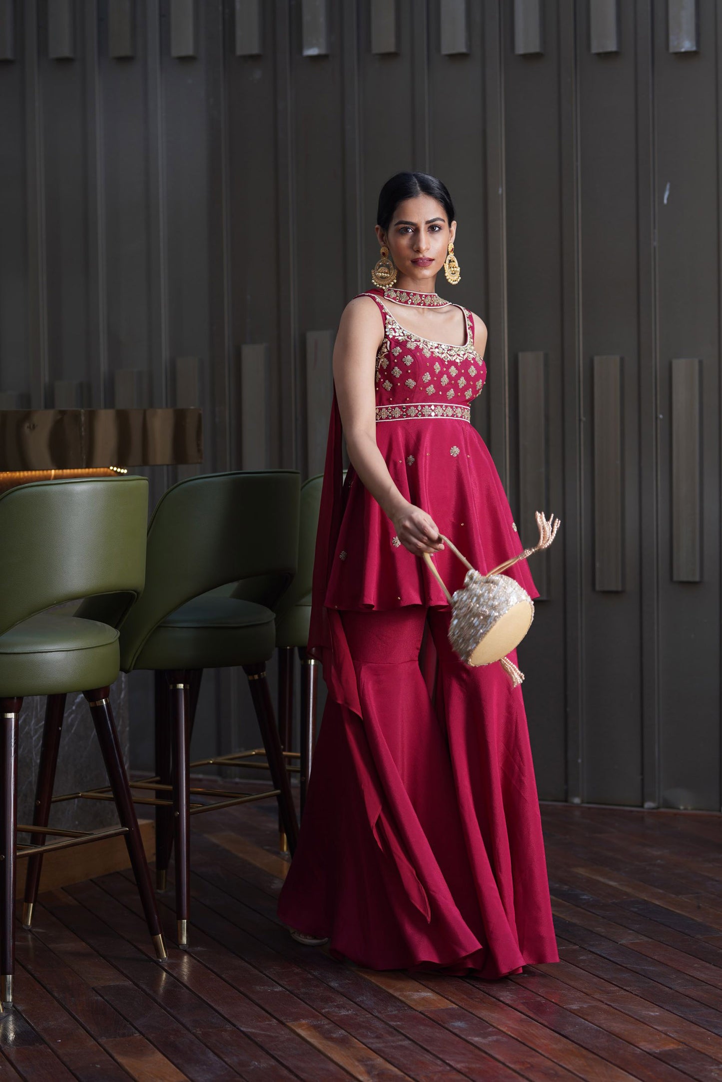 Maroon Aisha sharara set