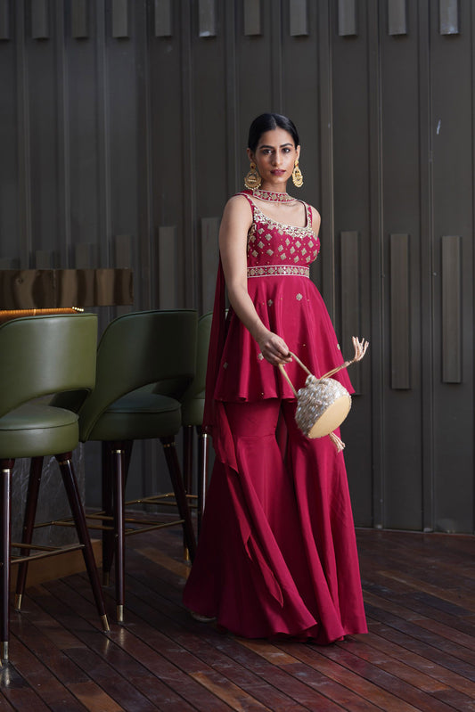 Maroon Aisha sharara set