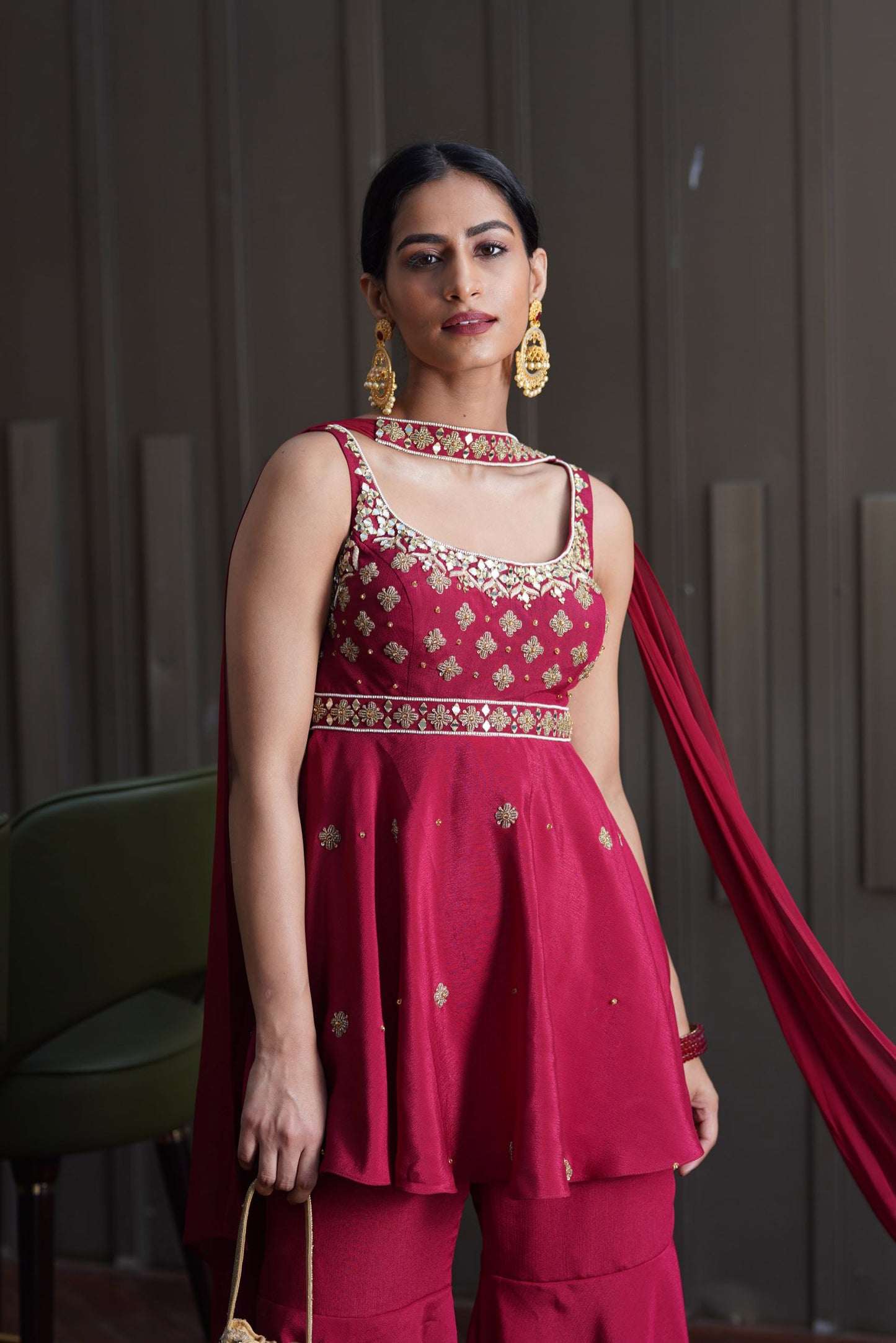 Maroon Aisha sharara set