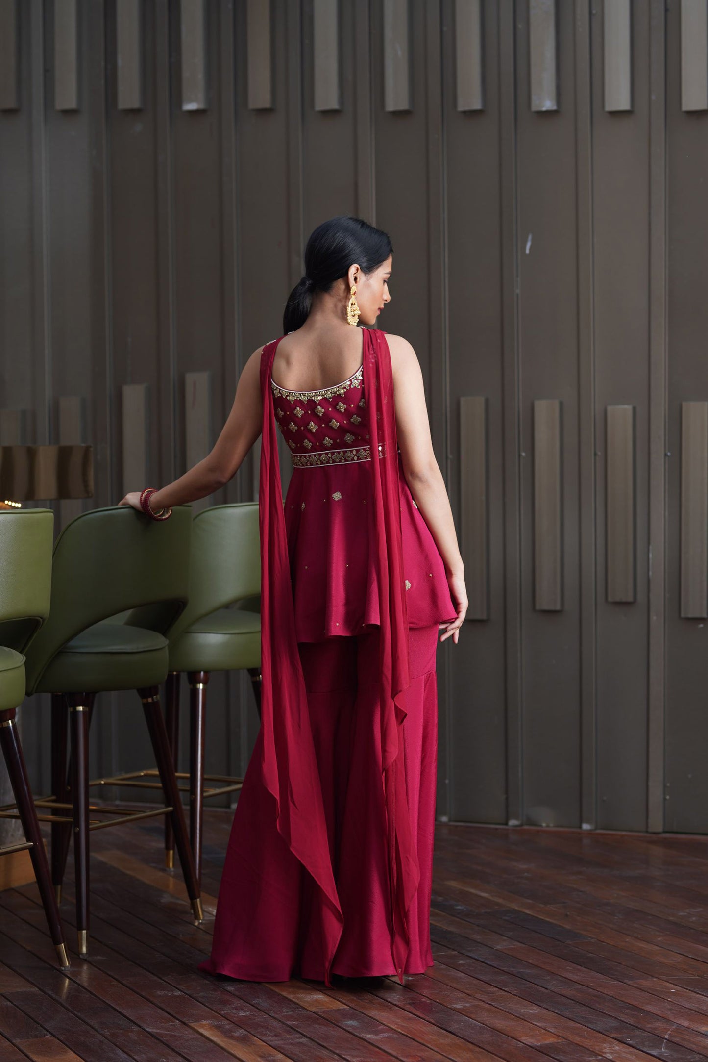 Maroon Aisha sharara set