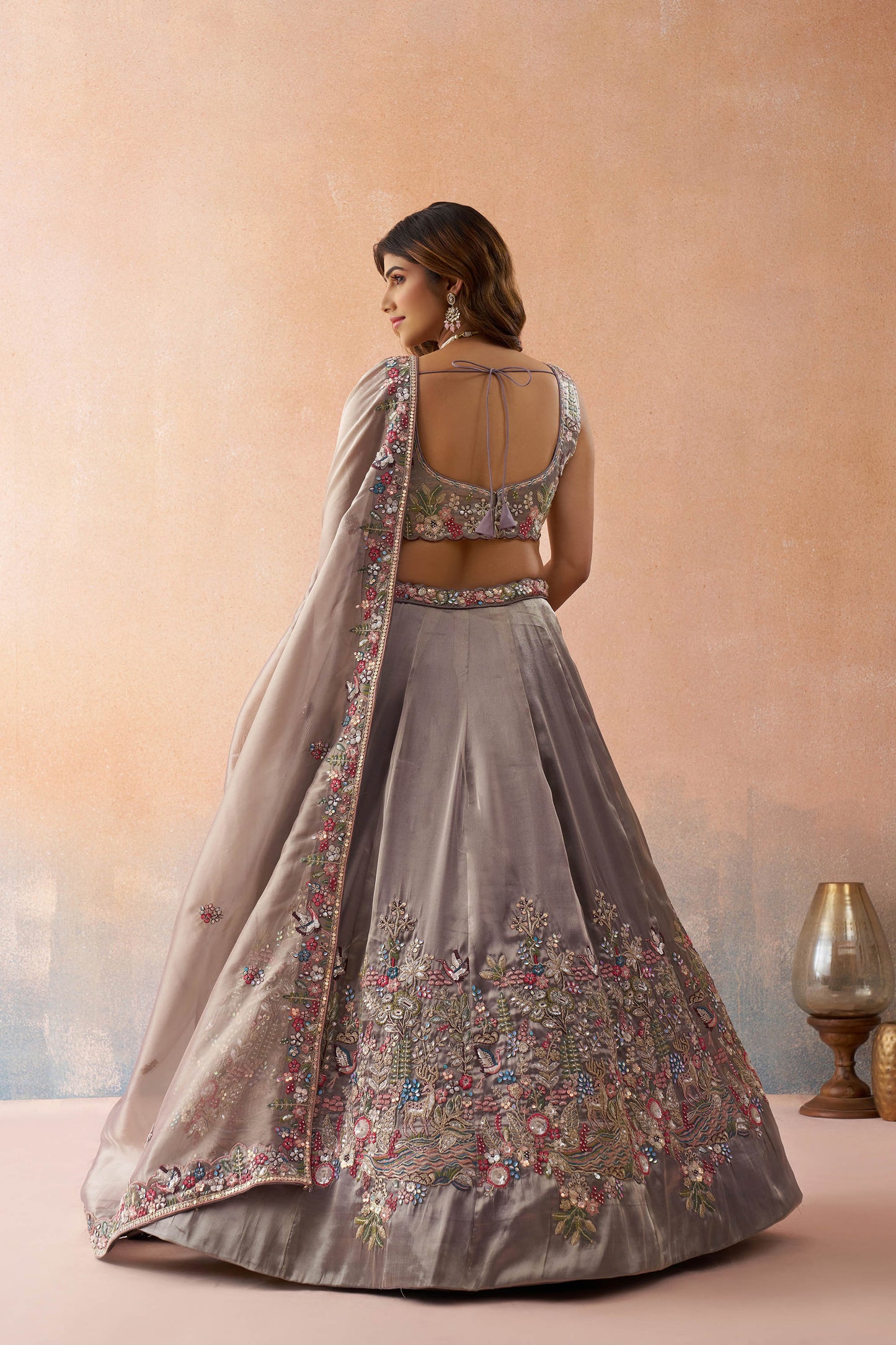 Lavender Tissue Sequinned with Zarkan Embroidered Sangeet Lehenga