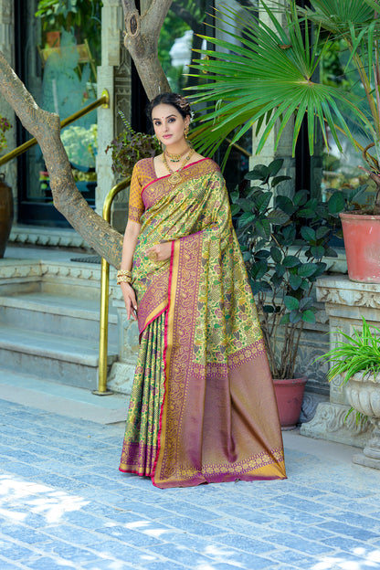 Wine Kanjivaram Zari Woven Artisan saree