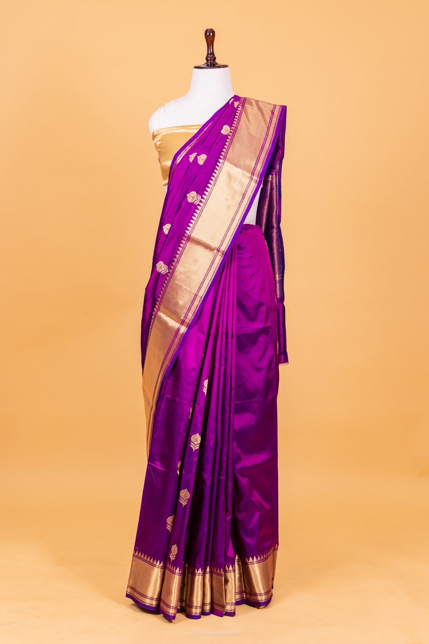Magenta Katan Pure Silk Kadhwa Saree
