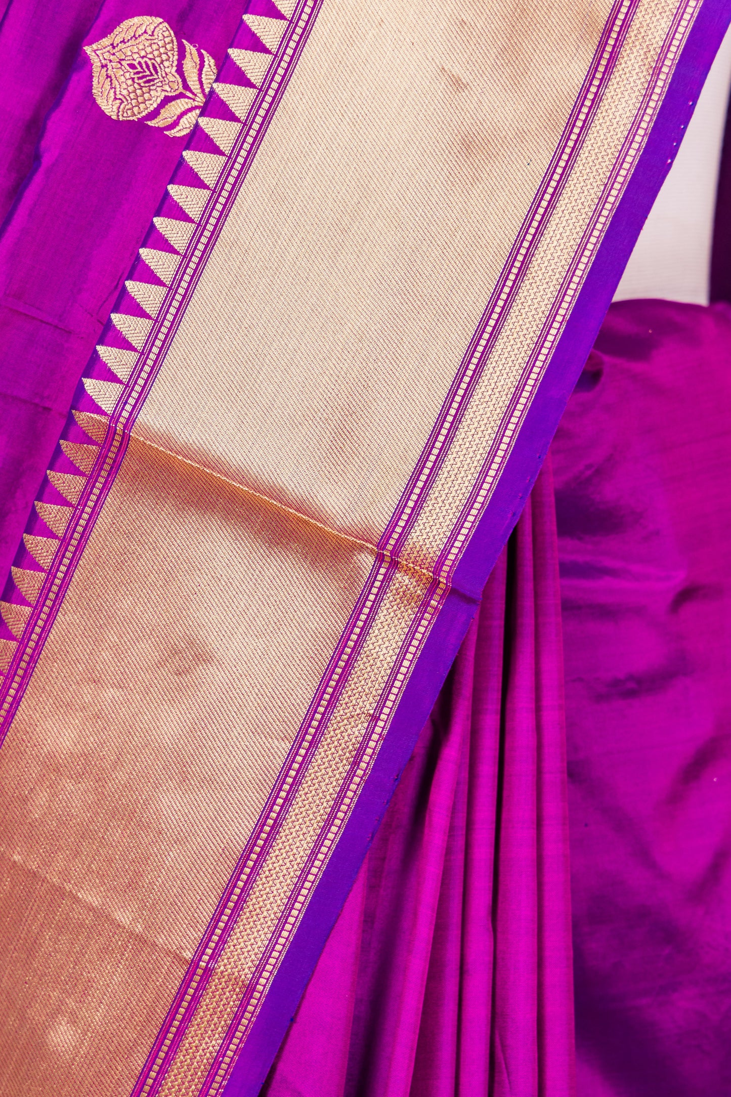 Magenta Katan Pure Silk Kadhwa Saree