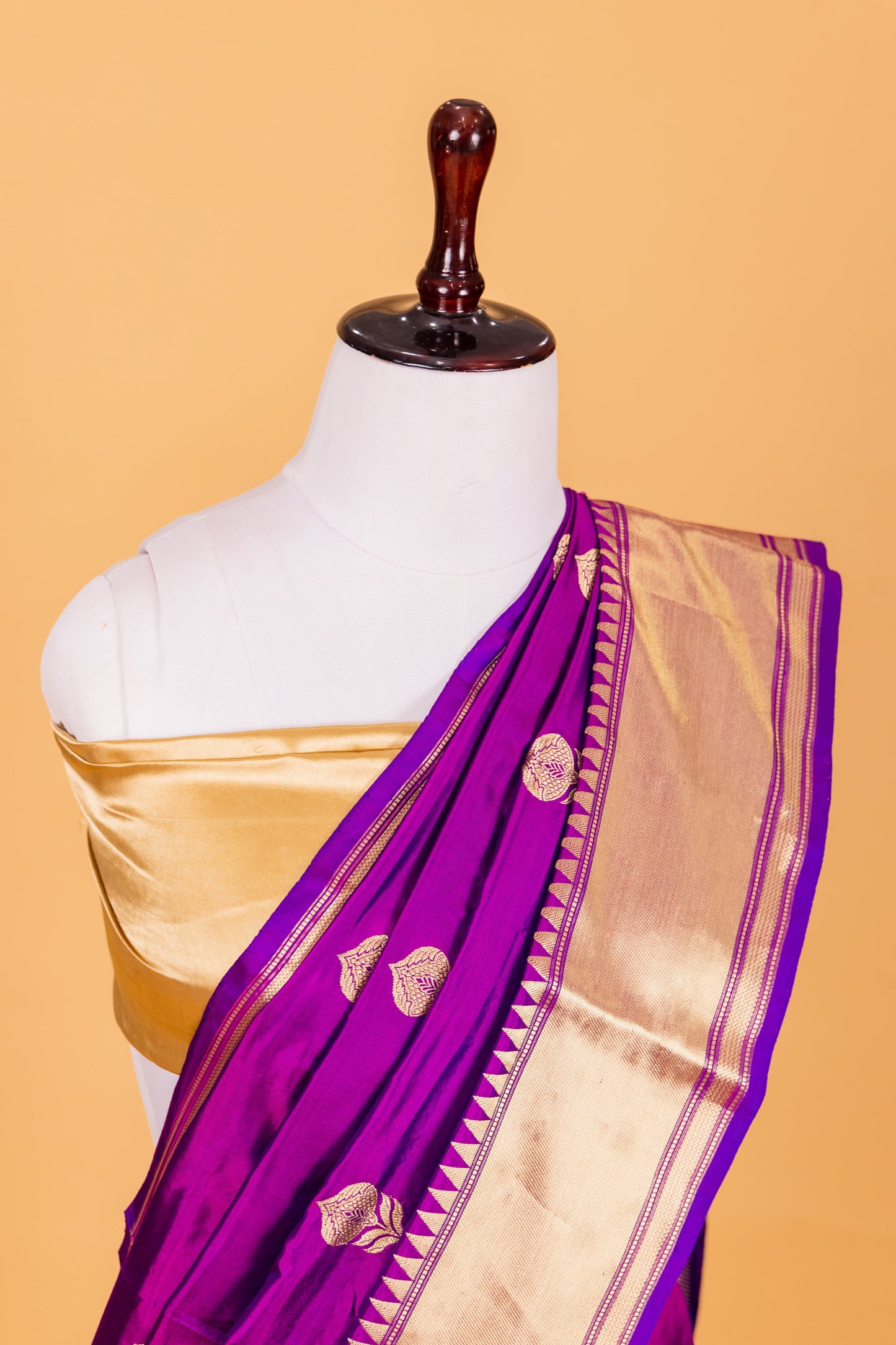 Magenta Katan Pure Silk Kadhwa Saree