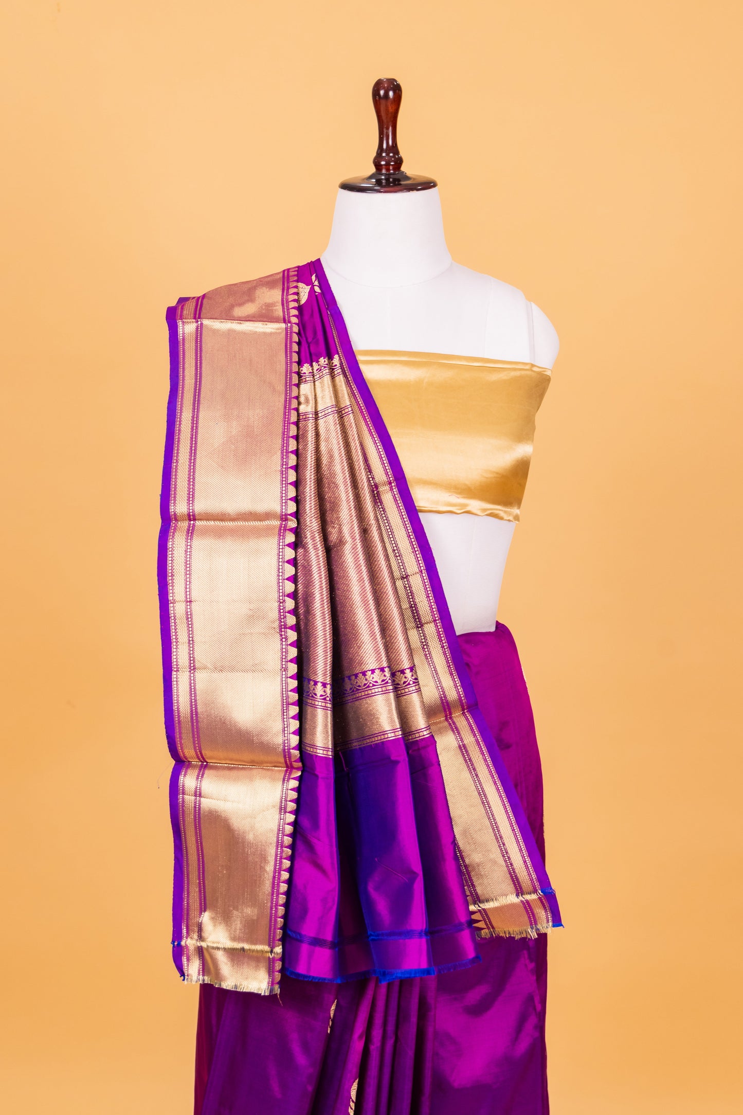 Magenta Katan Pure Silk Kadhwa Saree
