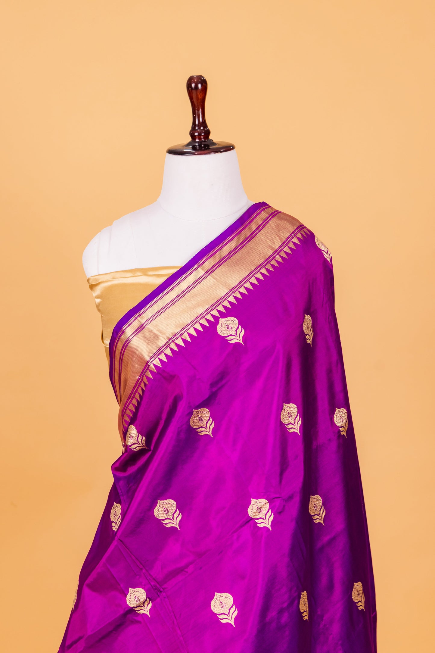 Magenta Katan Pure Silk Kadhwa Saree