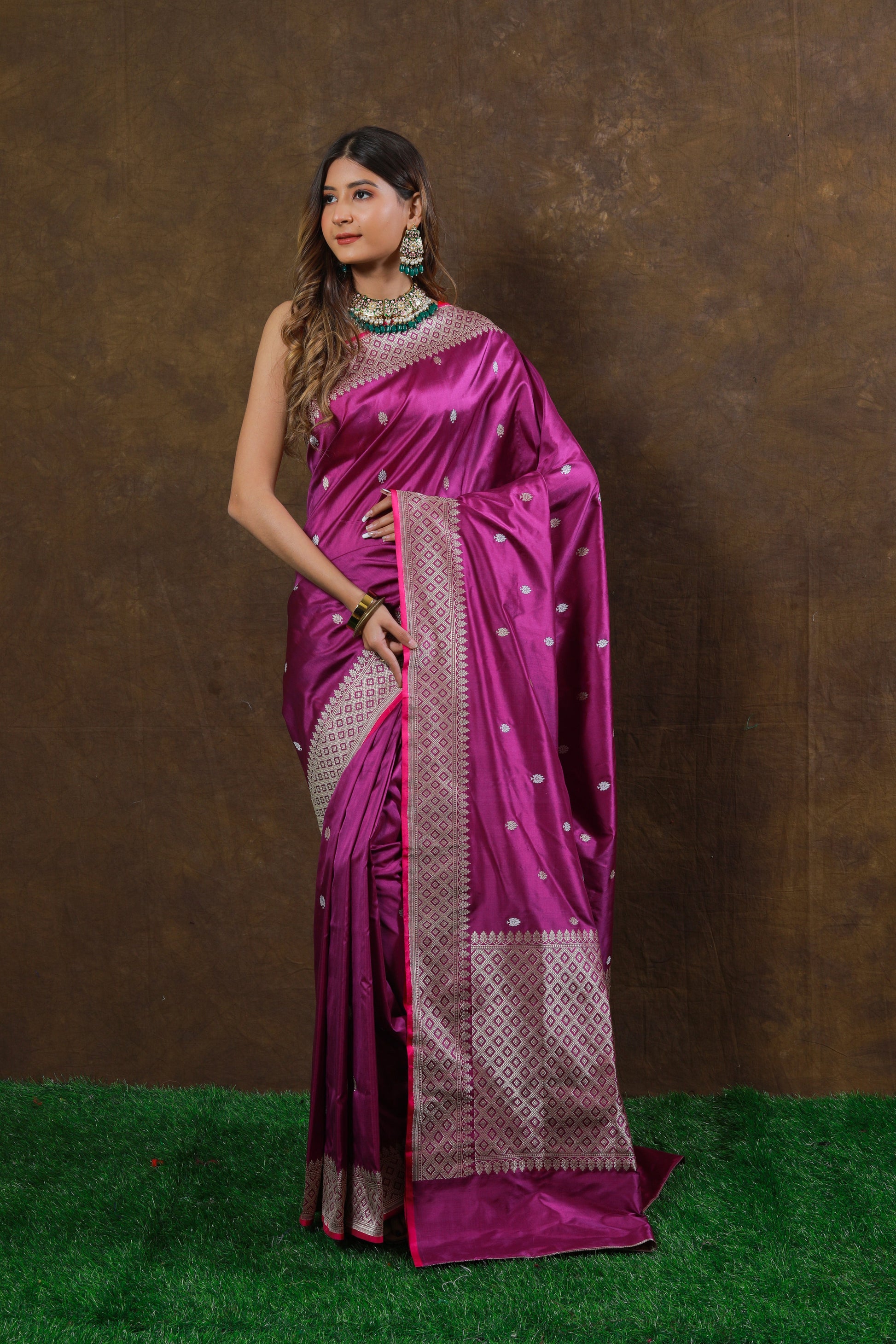 Rani Pink Handwoven Kadwa Katan Silk Saree - Panaya