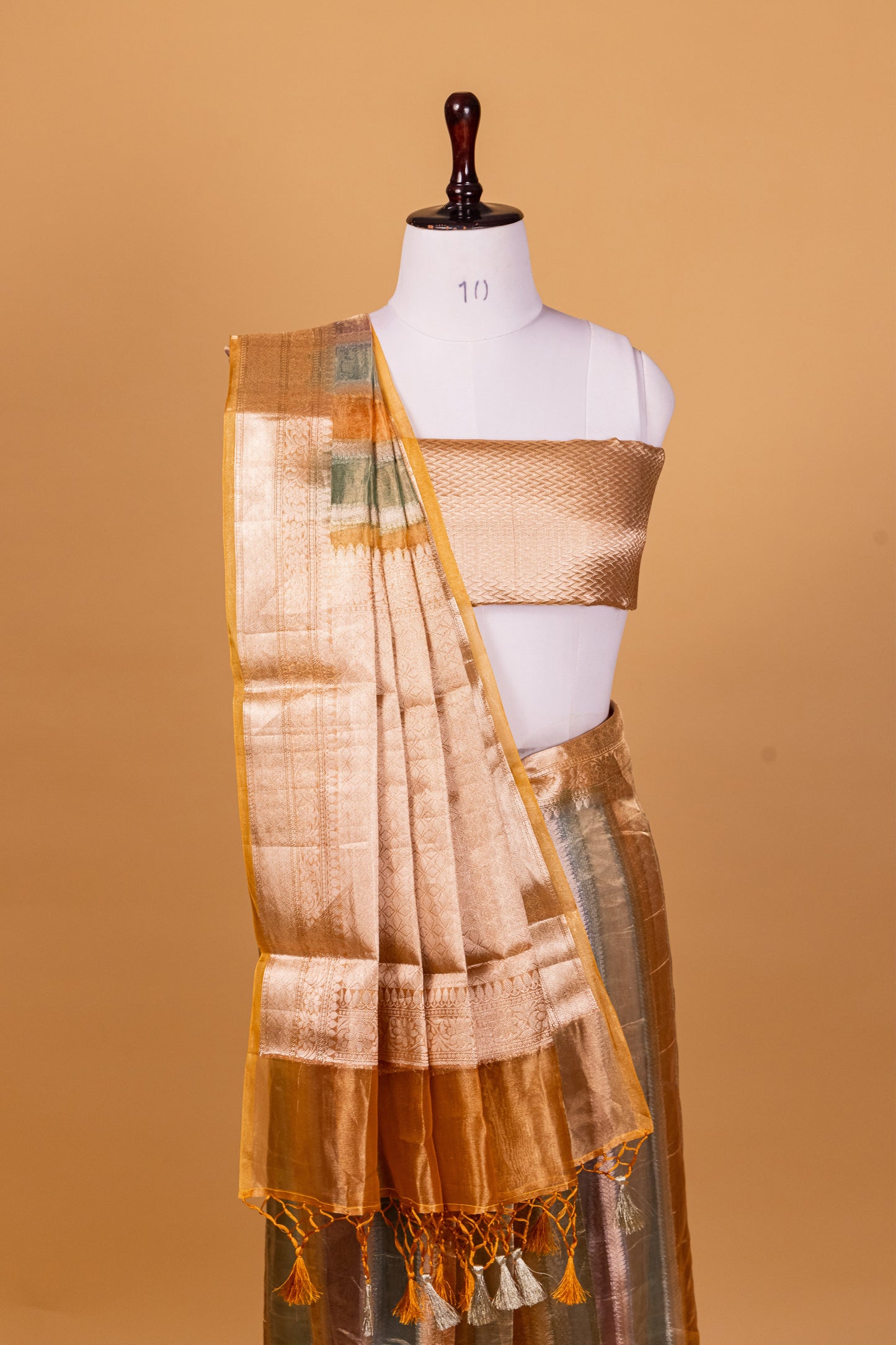 Yellow Tissue Pure Silk Hand Brush Painted Saree - Panaya