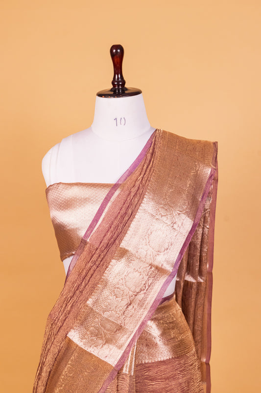 Dark Purple Tissue Pure Silk Dyed Saree - Panaya