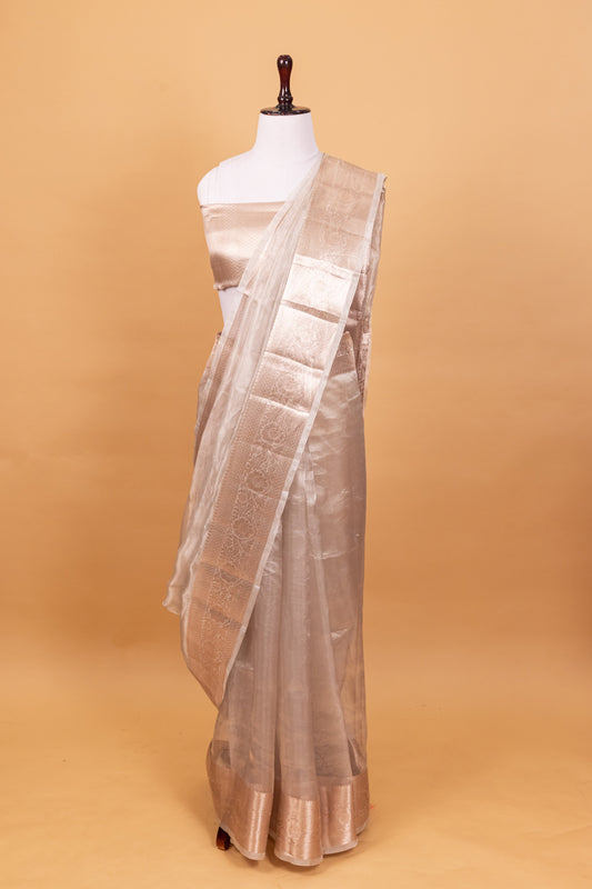 Silver Tissue Pure Silk Dyed Saree - Panaya