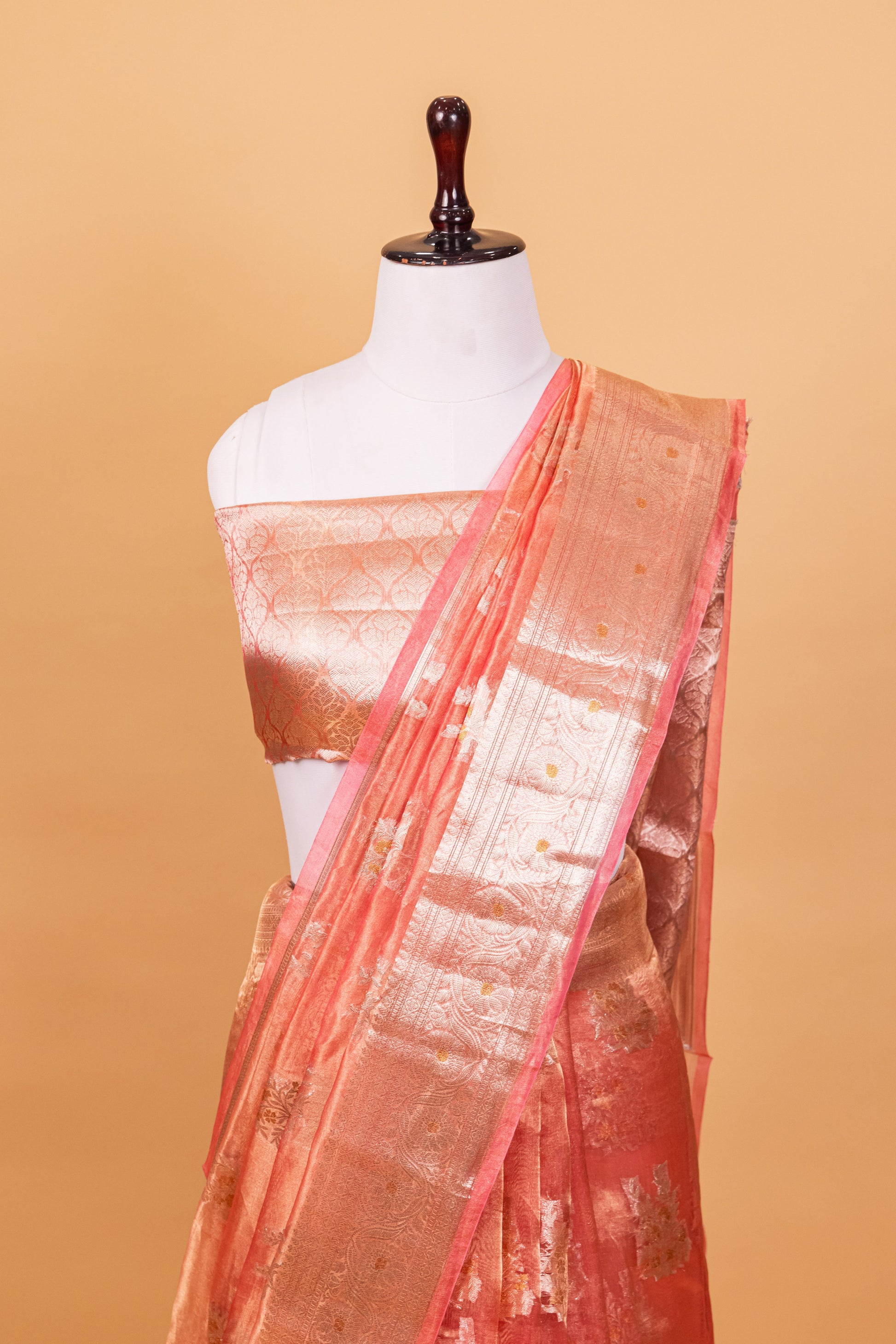 Pink Tissue Pure Silk Dyed Saree - Panaya