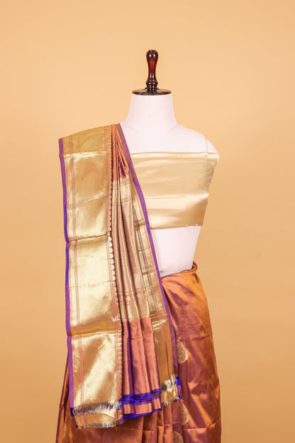 Purple Katan Pure Silk Kadhwa Saree