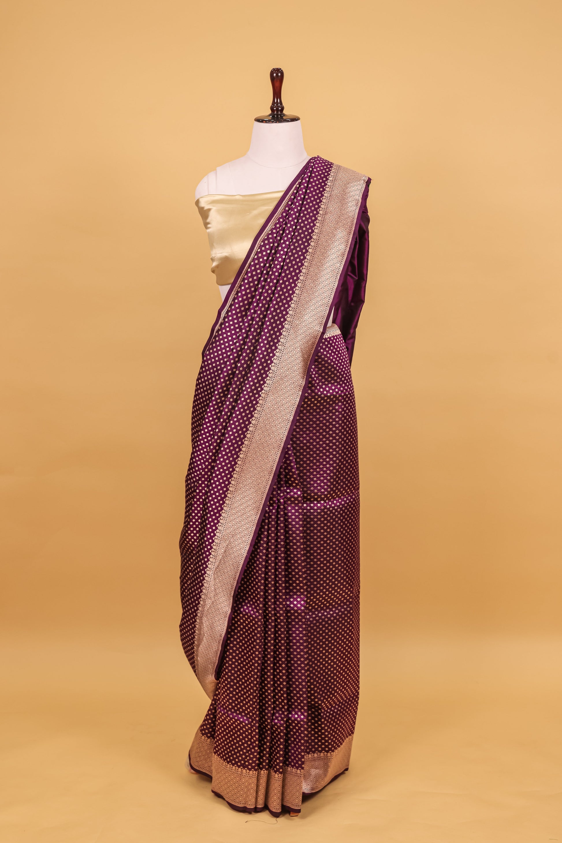 Purple Katan Pure Silk Cutwork Saree - Panaya