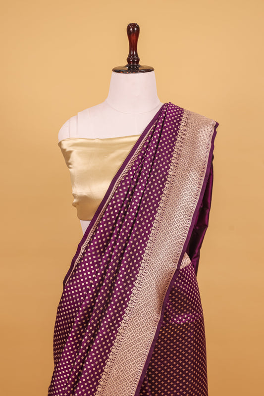 Purple Katan Pure Silk Cutwork Saree - Panaya