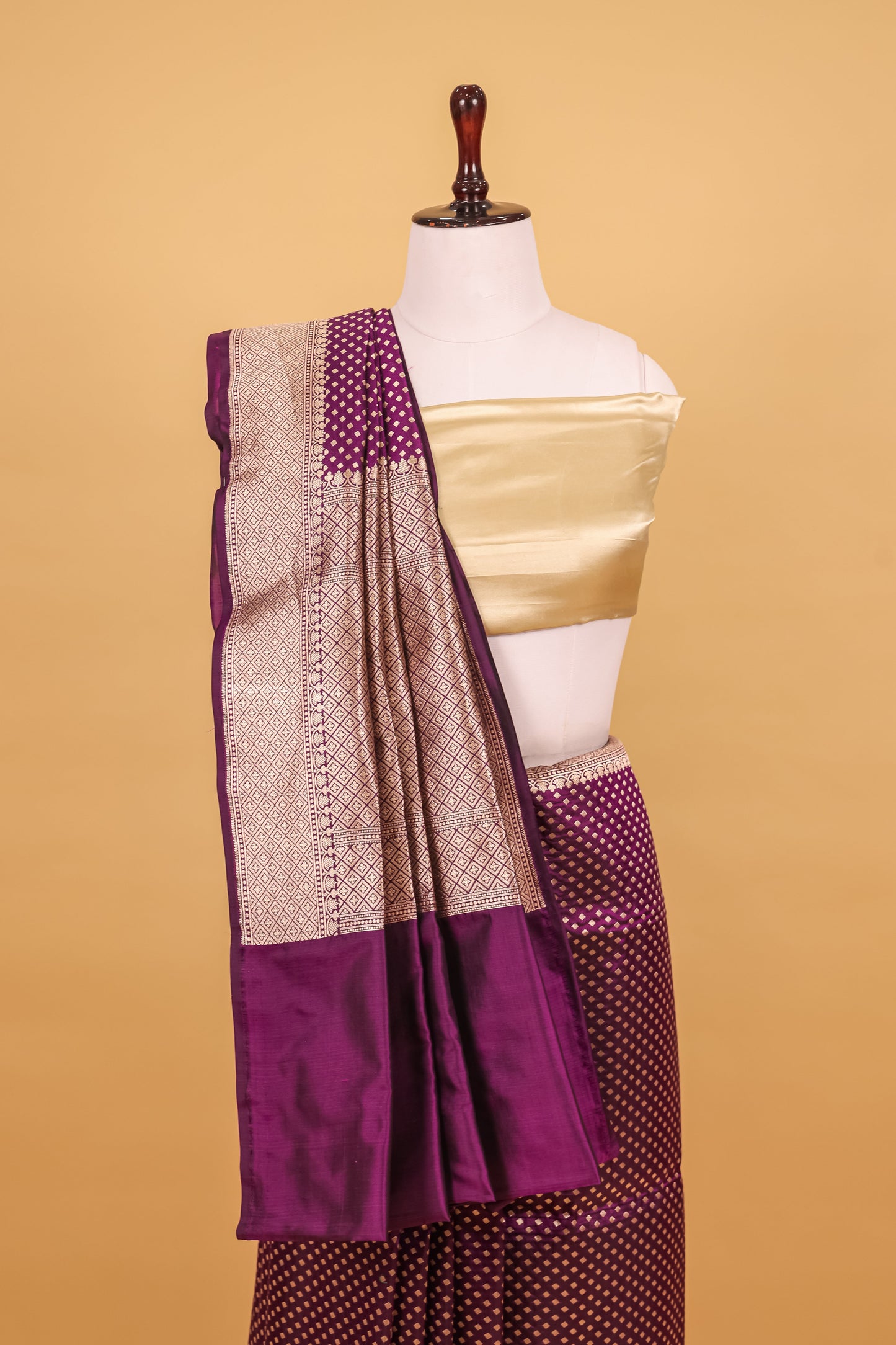 Purple Katan Pure Silk Cutwork Saree - Panaya