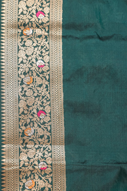 Green Katan Pure Silk Cutwork Saree