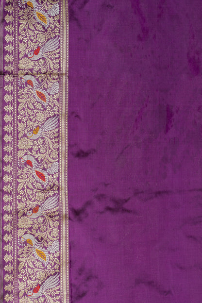 Purple Handwoven Kadwa Katan Silk Saree