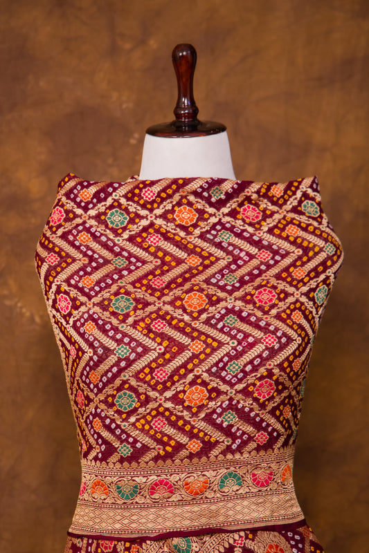 Chocolate Georgette Khaddi Pure Silk Dupatta - Panaya