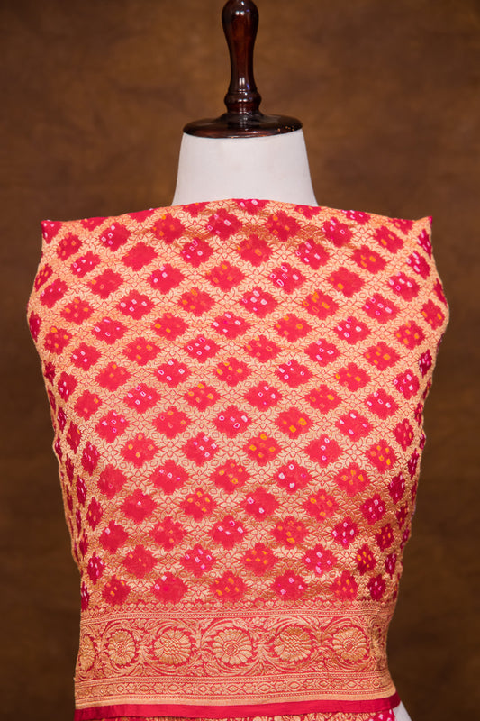 Rani Pink Georgette Khaddi Pure Silk Dupatta - Panaya