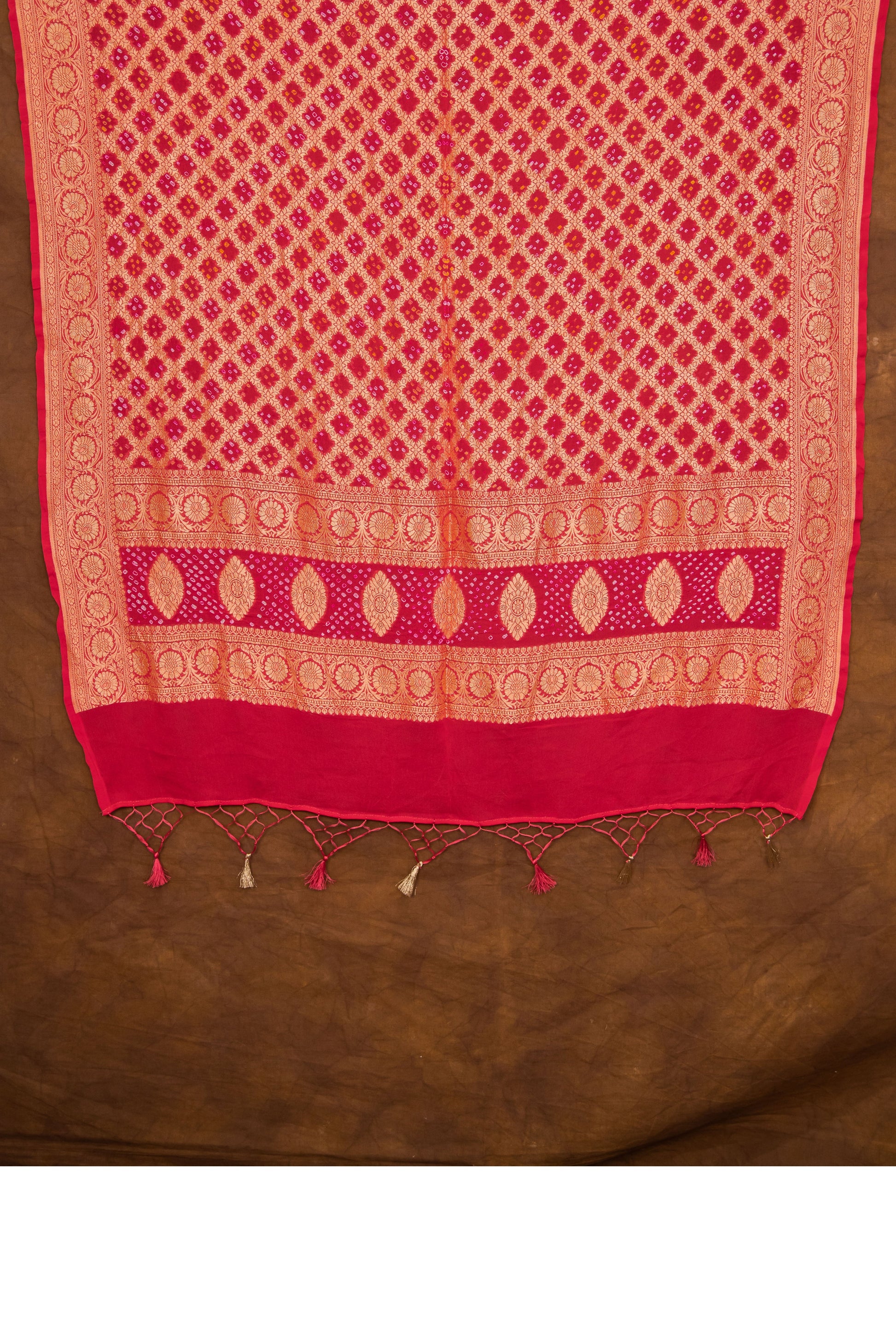 Rani Pink Georgette Khaddi Pure Silk Dupatta - Panaya