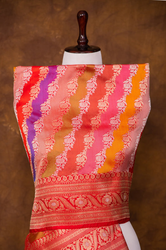 Multi Color Dupatta Katan Pure Silk - Panaya