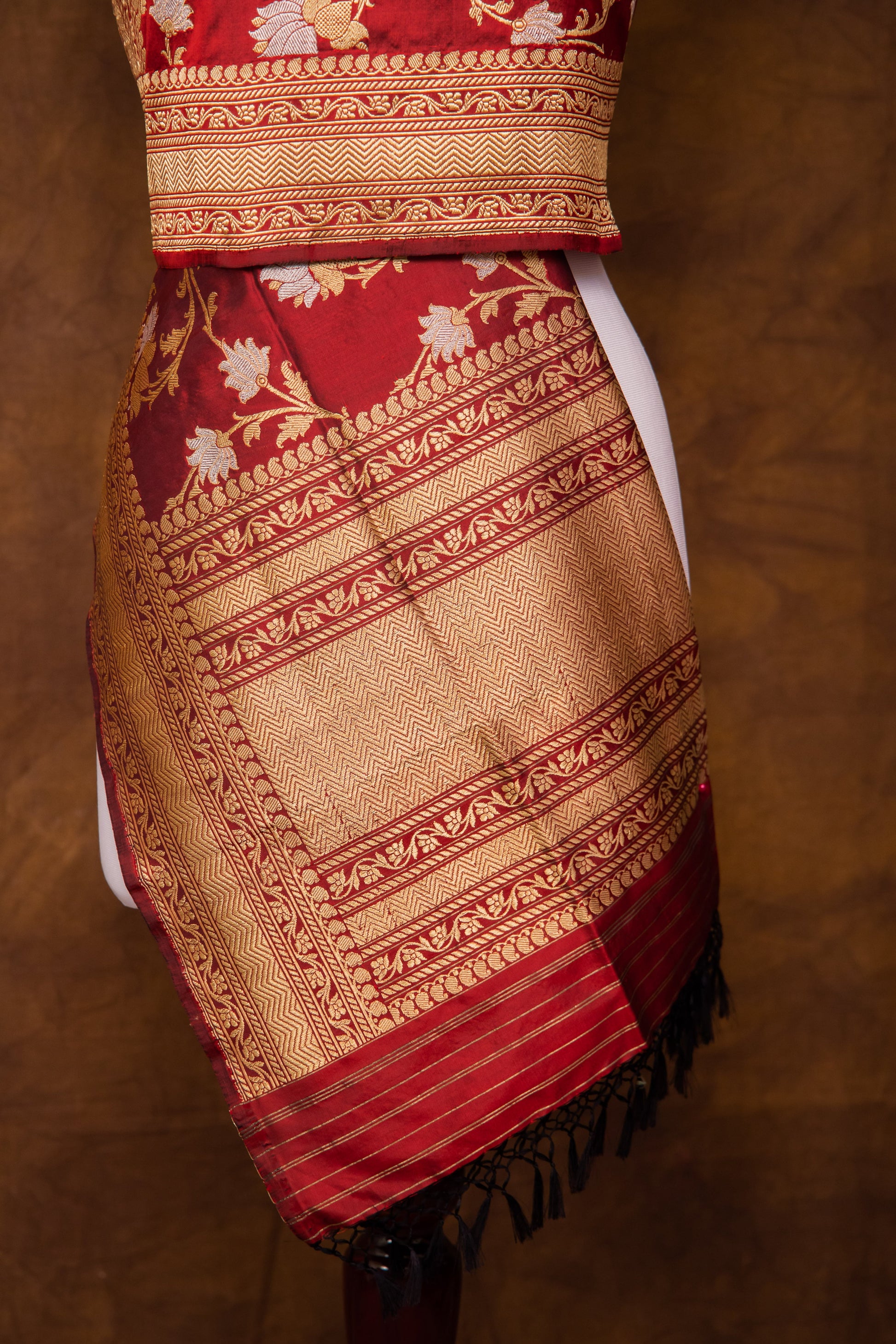 Maroon Dupatta Katan Pure Silk - Panaya
