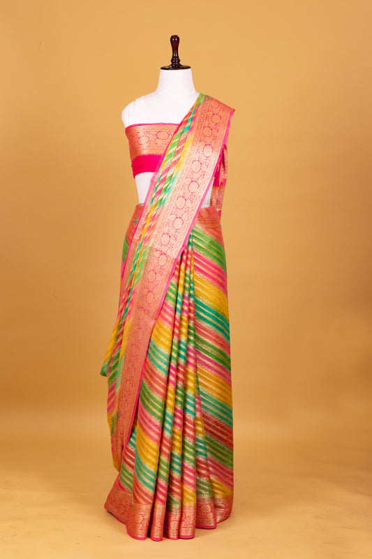 Pink Chiffon Pure Silk Cutwork Saree