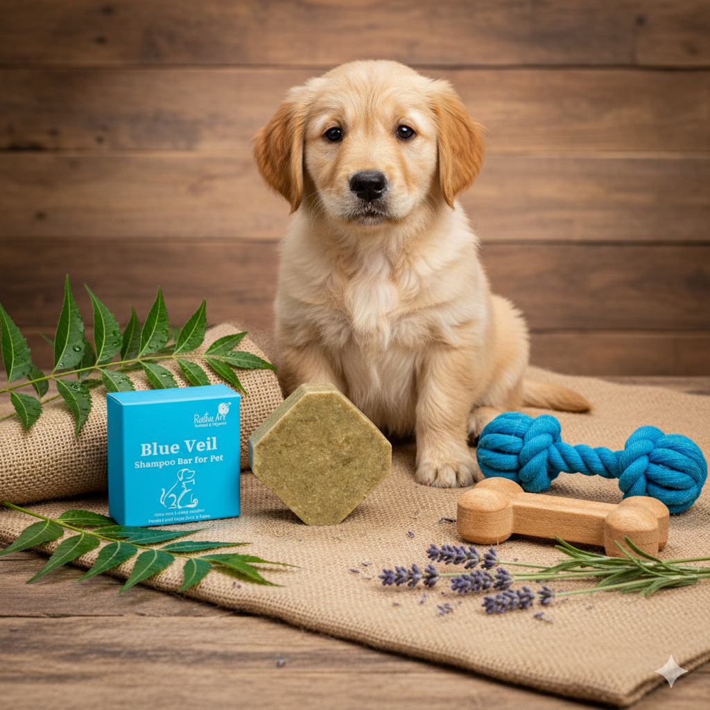 Pet Shampoo Bar with Neem Extract & Nano Silver (75g), Rustic Art