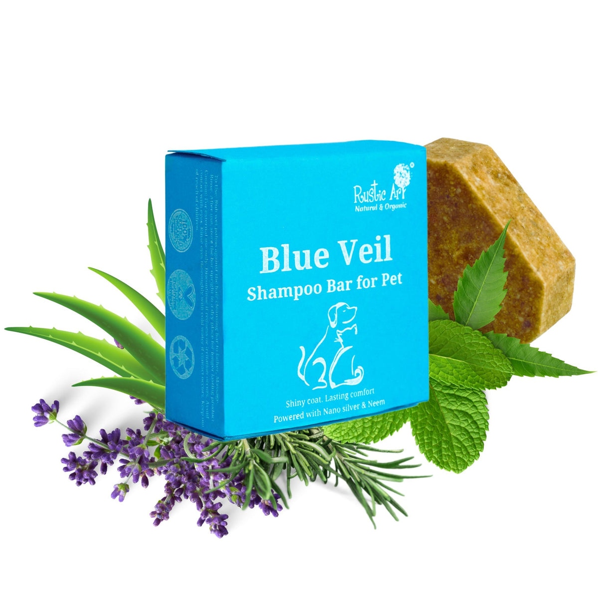 Pet Shampoo Bar with Neem Extract & Nano Silver (75g), Rustic Art