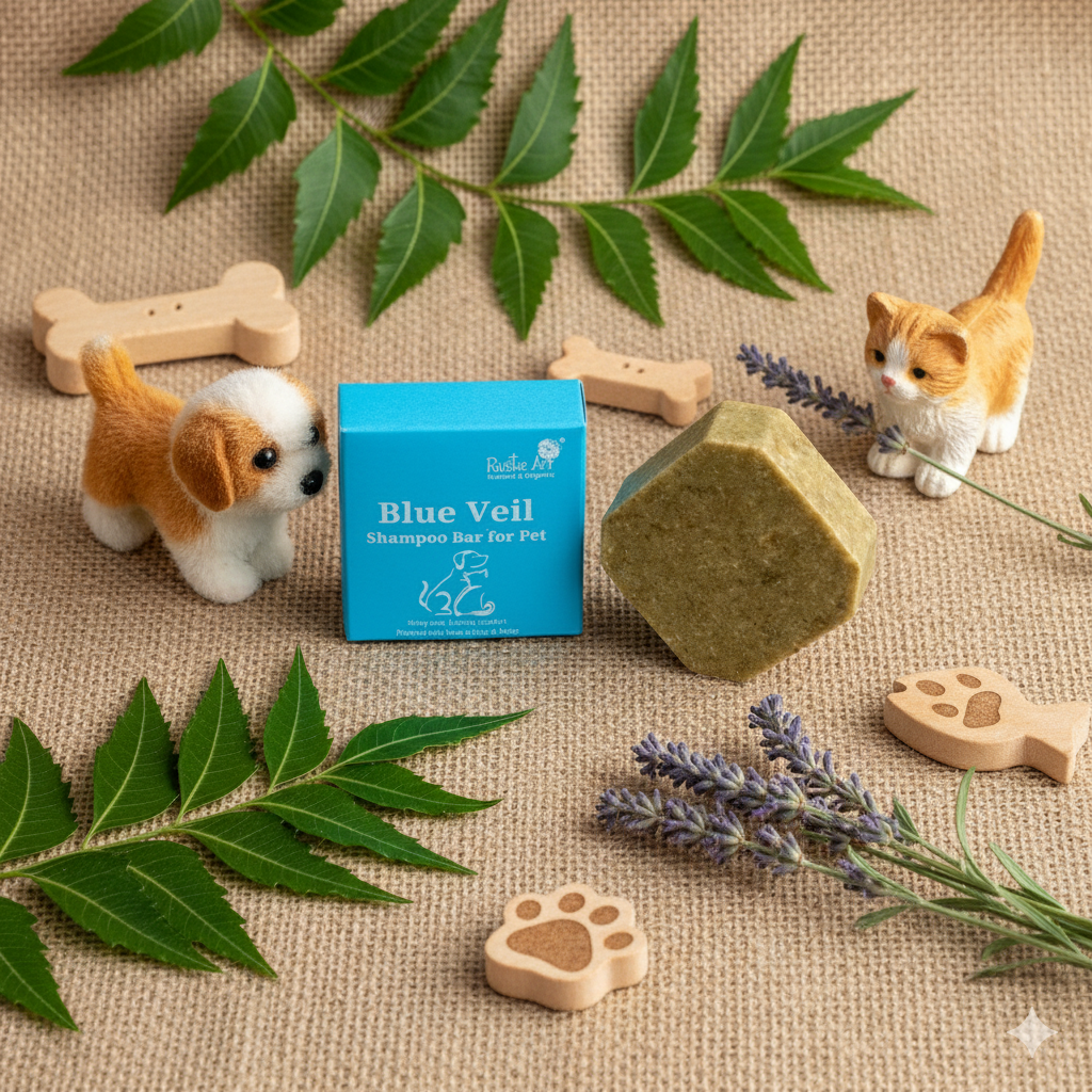 Pet Shampoo Bar with Neem Extract & Nano Silver (75g), Rustic Art