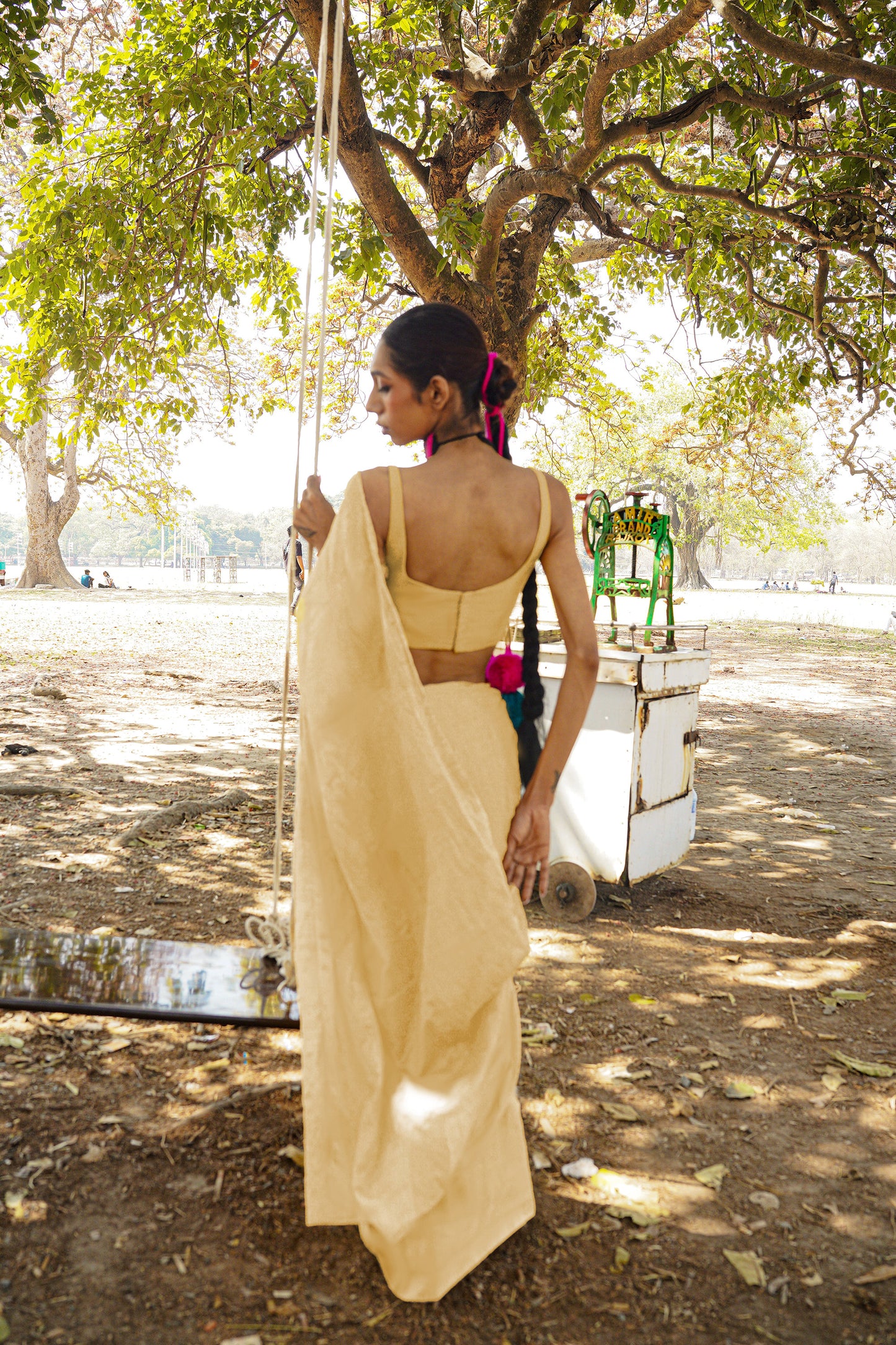 Pine Apple Ice Gola | Yellow Handloom Cotton Silk Saree