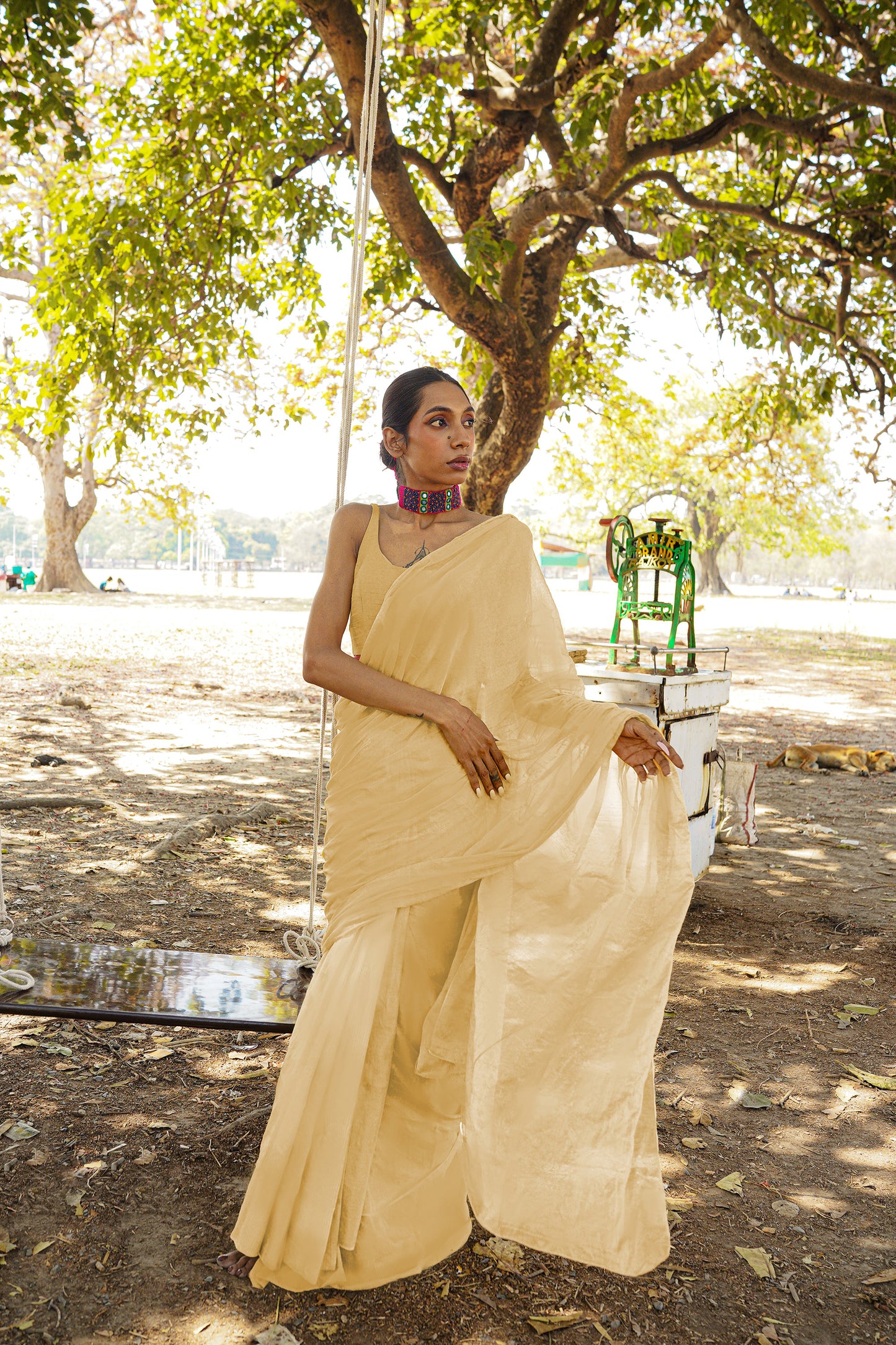 Pine Apple Ice Gola | Yellow Handloom Cotton Silk Saree