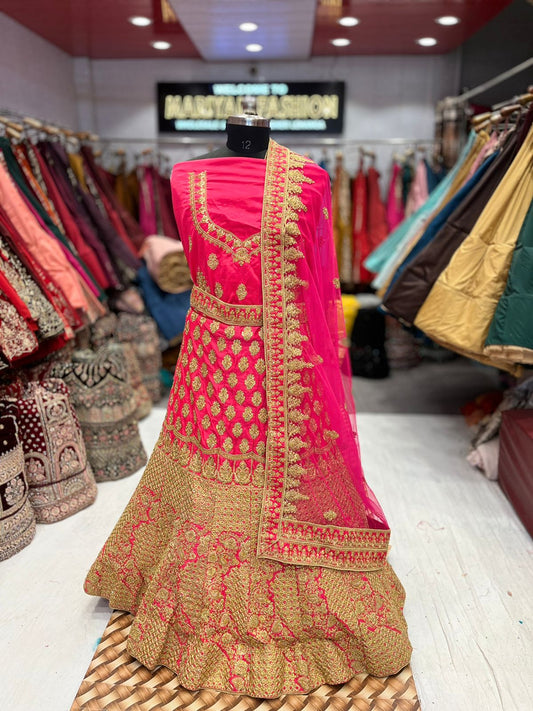 Pink Micro Velvet lehenga ( Bazaar )