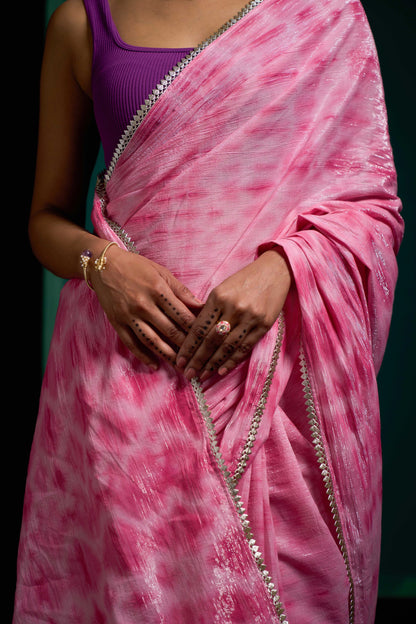 Peony Pink Pure Cotton Twin Saree
